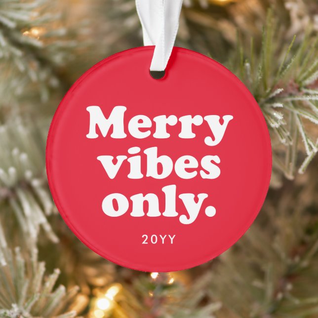 Merry vibes only retro fun red holiday photo 2021 (Arbre)