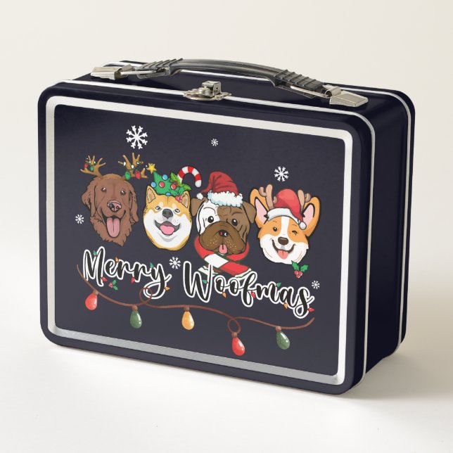 Merry Woofmas Typographie Métal Lunchbox (Devant)
