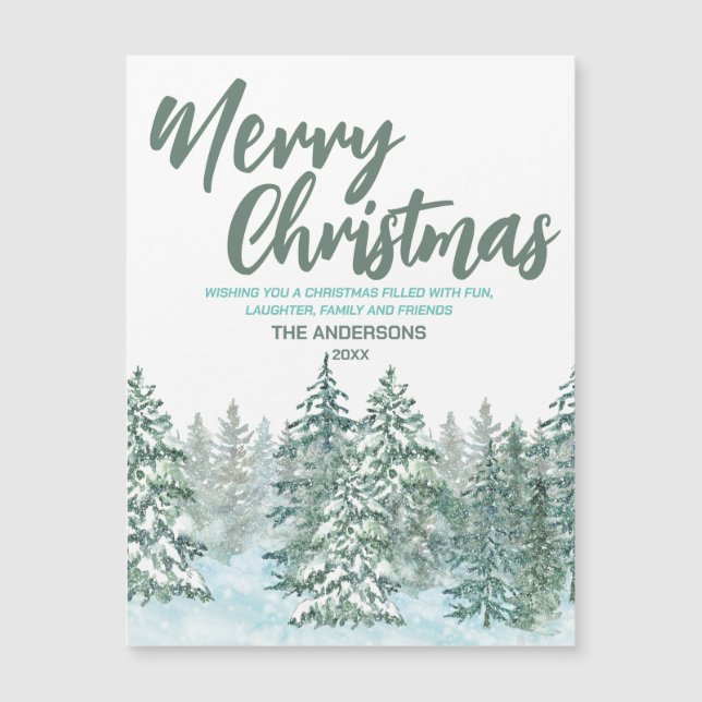 Merry xmas Aquarelle forêt vert moderne salut (Devant)