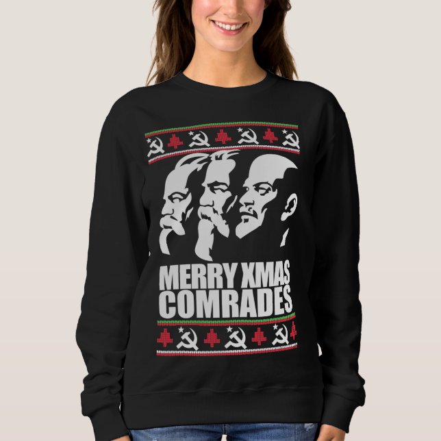 MERRY XMAS COMRADE Vilain Sweat de Noël Marx Eng (Devant)