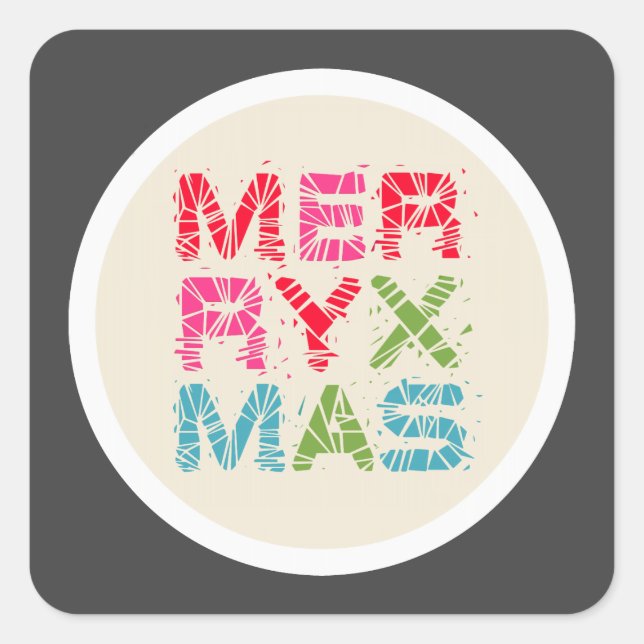 MERRY XMAS Typographie Stickers de vacances (Devant)