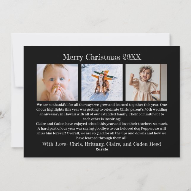 Merveilles de son amour Carte de Noël 4 Photo Blac (Dos)