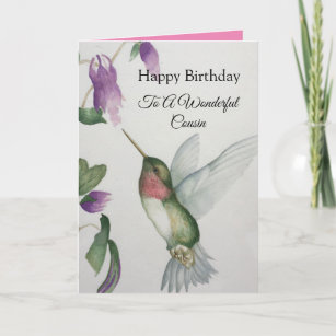 Merveilleuse carte Cousin Birthday Hummingbird
