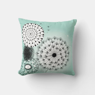 Merveilleux Dandelions Coussin bleu