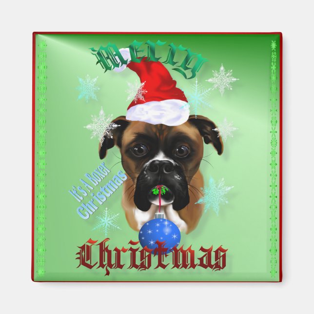 Merveilleux Magnets de chien de boîte de Noël (Devant)