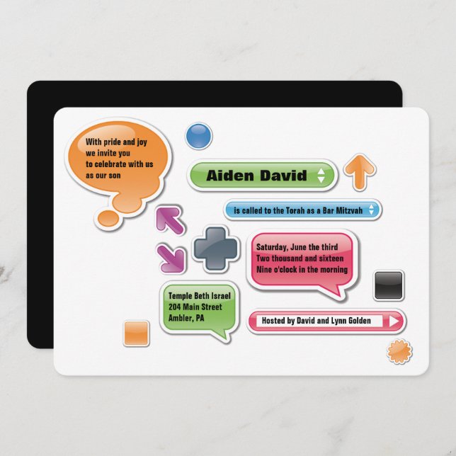 MES PARENTS SONT LAME Bat Bar Mitzvah Invitation (Devant / Derrière)