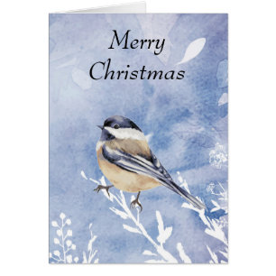 Mésange à tête noire aquarelle de Noël Joie & Paix