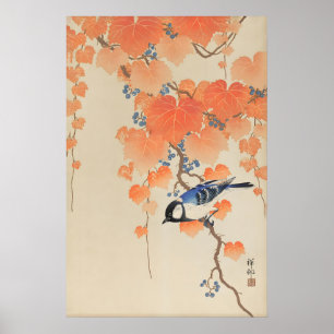 Mésange charbonnière Impression d'art japonais Oh