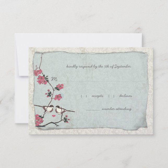 Mésange Fleur de Cerisier Rose et Bleue RSVP (Devant)