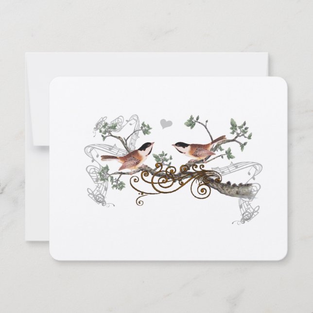 Mésange Oiseaux de l'Amour Mariage RSVP Vintage (Devant)