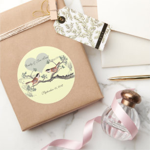 Mésanges Autocollants de Mariage Vintage Love Bird