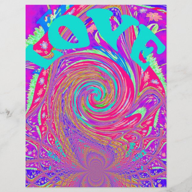 Mesmerizing Whirlpool Love Cyan Texte art Graphiqu (Devant)