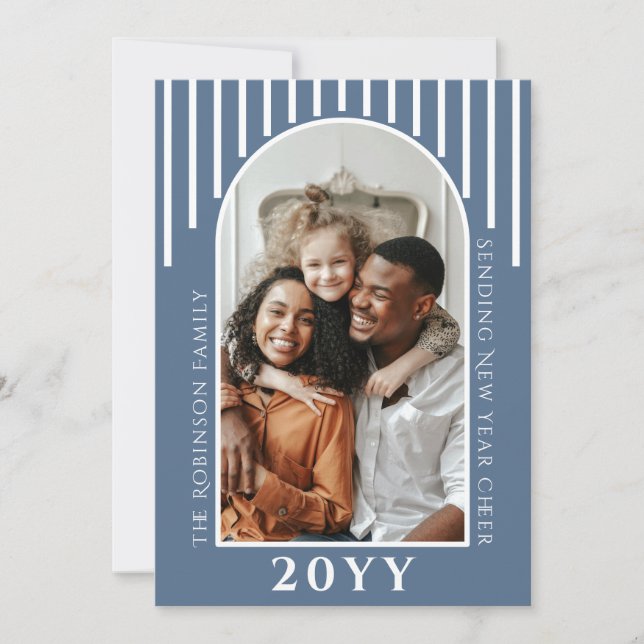 Message Carte photo moderne du Nouvel An sur le do (Devant)