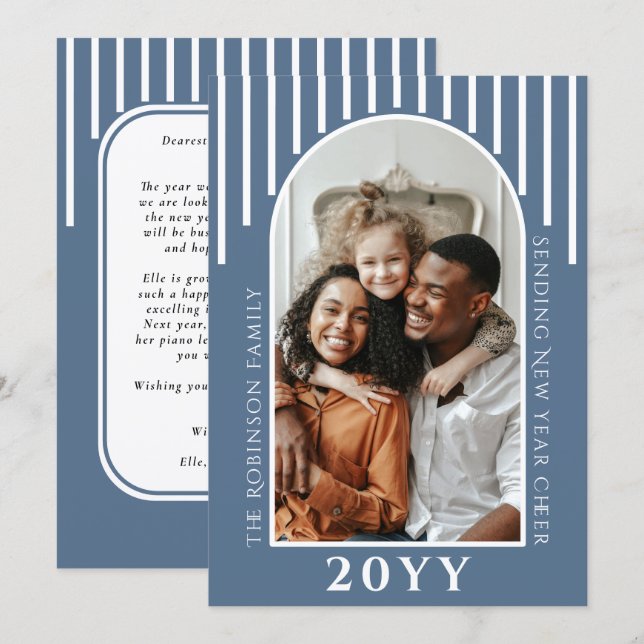 Message Carte photo moderne du Nouvel An sur le do (Devant / Derrière)