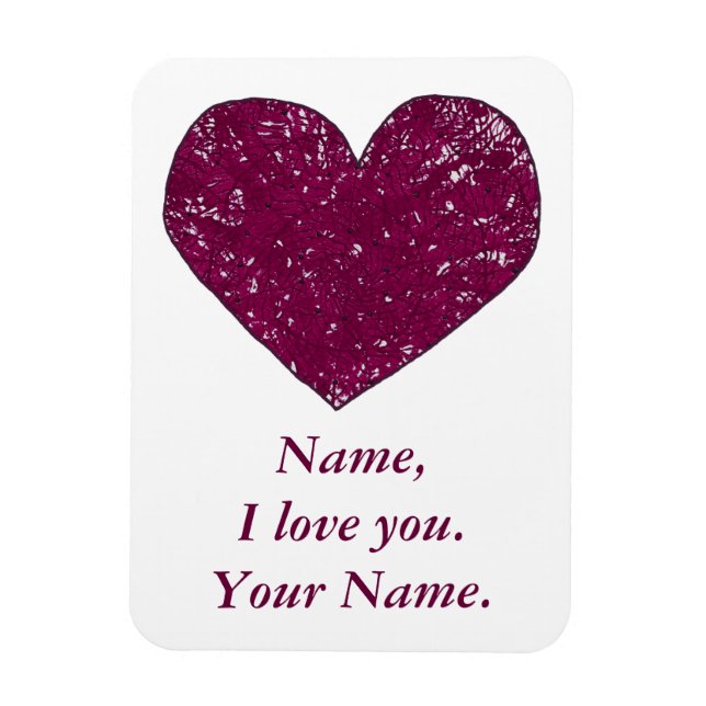 Message d'amour personnalisé Magnets de coeur de d (Vertical)