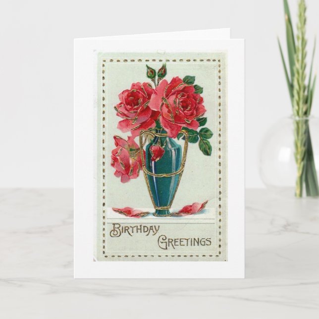 Message d'anniversaire Roses Carte de voeux vierge (Devant)
