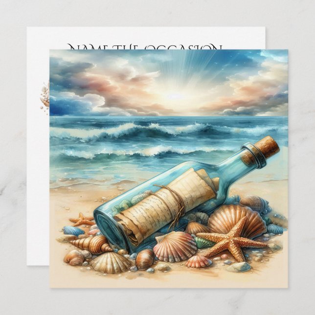 Message dans une invitation à la bouteille (Devant / Derrière)