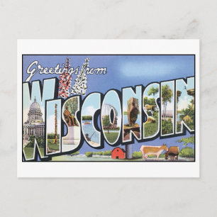Message de bienvenue de Wisconsin Vintage Carte po