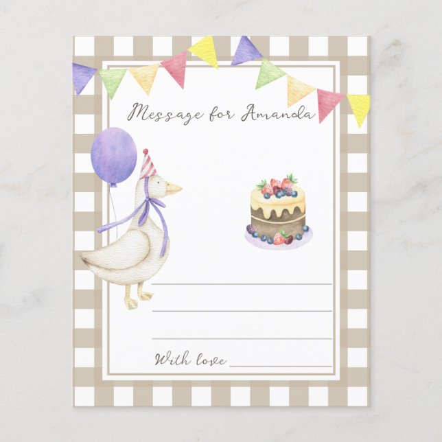 Message de capsule temporelle d'anniversaire d'oie (Devant)