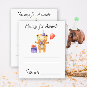 Message de capsule temporelle de l'ours d'aquarell
