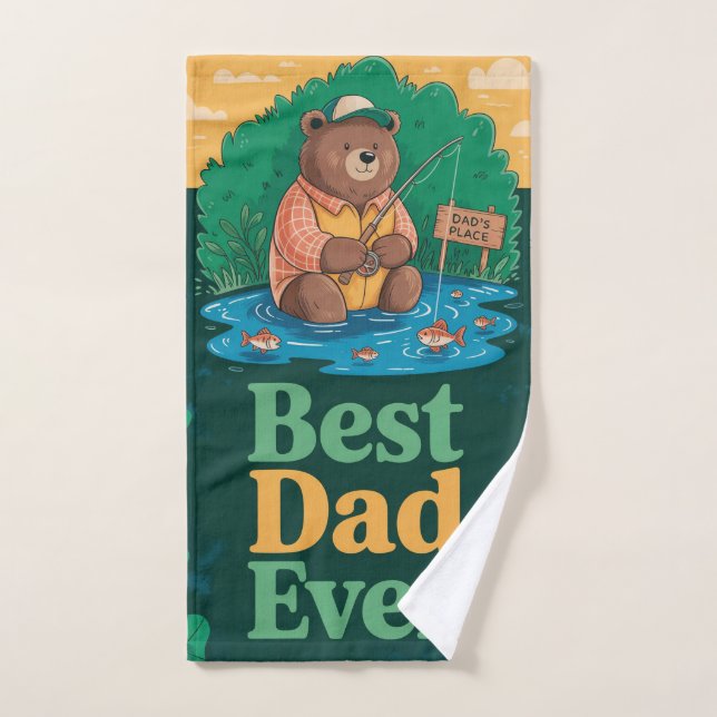 Message de la fête des pères avec un ours mignon p (Serviette à main)