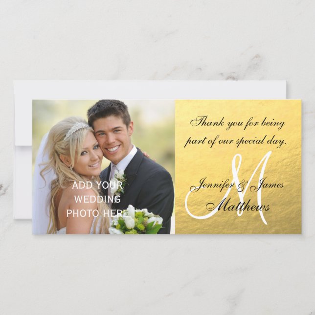 Message de Merci de Mariage noir or (Devant)
