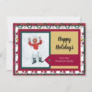Message de photo de vacances de Noël moderne rouge