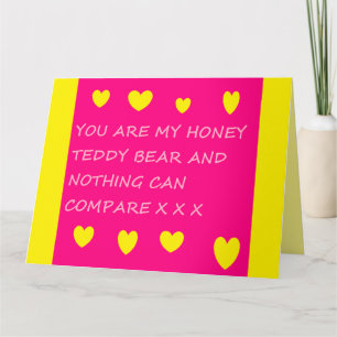 Message du logo Honey Teddy Bear sur carte rose