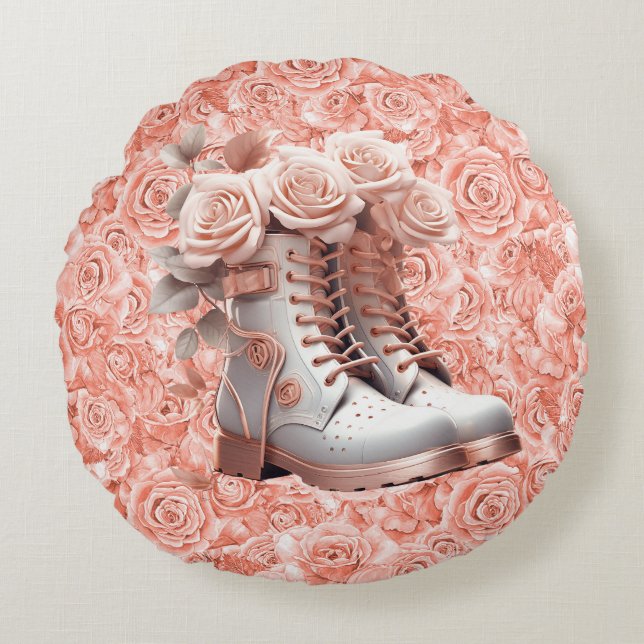 Message Incroyable de Paix sur Coussin Rond Rose (Devant)