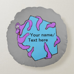 Message Octopus Cartoon Cust. Coussins rond