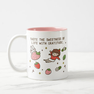 Message positif à la fraise et à la lapine Mug caf