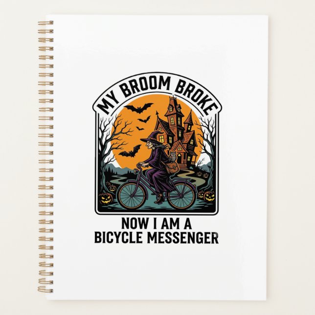 Messager à Vélo Halloween Drôle Balai de Sorcière  (Devant)