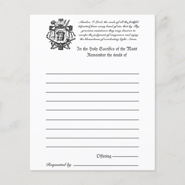 Messe catholique de commémoration des défunts (Devant)