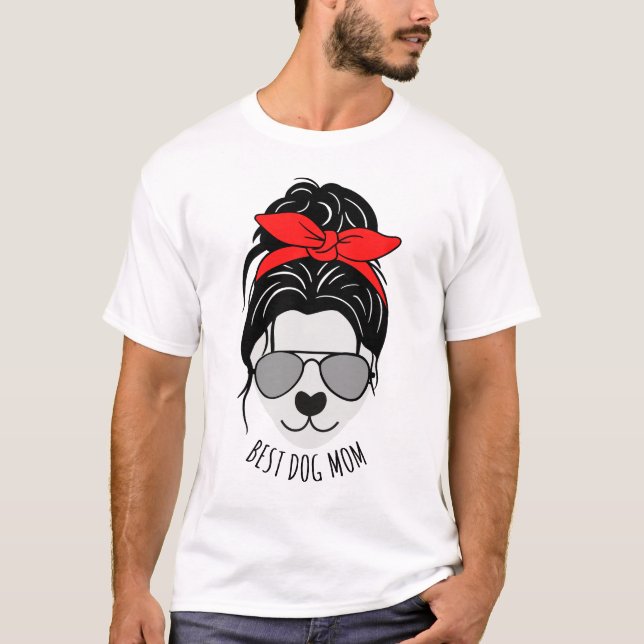 Messy Bun DOG MOM T-shirt (Devant)