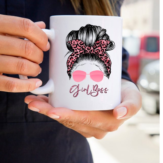 Messy Bun Fille Boss Coffee Mug personnalisé (Créateur téléchargé)