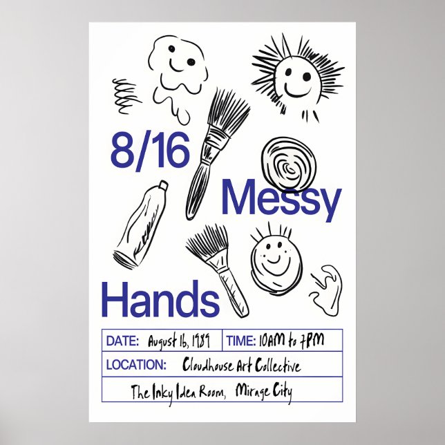 Messy Hands Poster Print Playful Brushstrokes (Devant)
