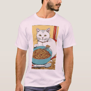 Messy Spaghetti Cat - Design T-Shirt Inspiré Hergé