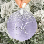 Métal brossé violet Parties scintillant d'argent N<br><div class="desc">Personnalisez facilement ce design ornemental chic branché avec une jolie parties scintillant brillante en argent sur un arrière - plan métallique brossé violet.</div>