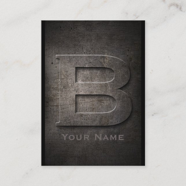 Métal de bronze Monogramme B Carte de visite (Devant)