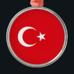 Métal Drapeau turc (Turquie) Ornement en céramique<br><div class="desc">Ce dessin présente le drapeau national de la Turquie (Türkiye), officiellement la République de Turquie (Türkiye Cumhuriyeti), est un pays transcontinental situé principalement sur la péninsule anatolienne en Asie occidentale, avec une plus petite partie sur la péninsule des Balkans dans le sud-est de l'Europe. La Thrace orientale, partie de la...</div>
