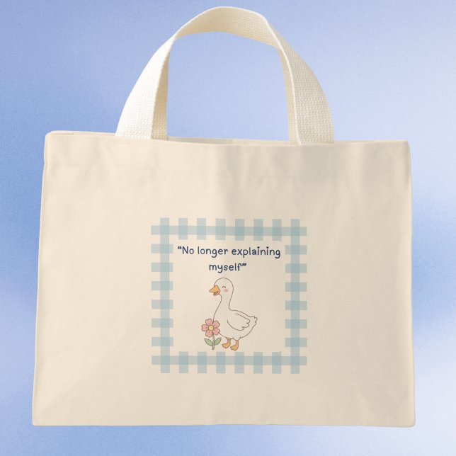 Metal Health Goose Gingham Tote Bag ("No longer explaining myself" Mini tote bag)