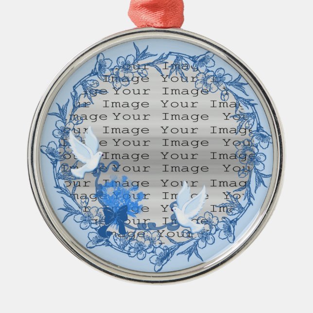 Métal Ornement en argent rond personnalisé par colombe (Devant)