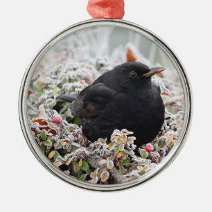 Métal Ornement en céramique Blackbird d'hiver