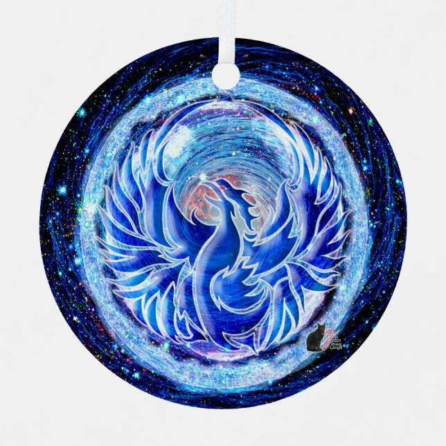Métal Ornement en céramique Phoenix Bleu (Recto)