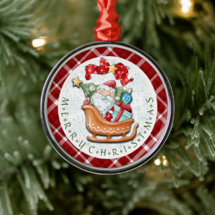 Métal Ornement en cercles en céramique de père Noël et N