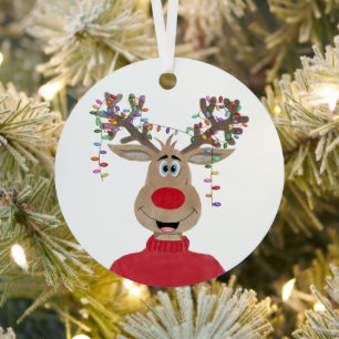 Métal Rudolph Lumières de Noël Reindeer Ornement en méta