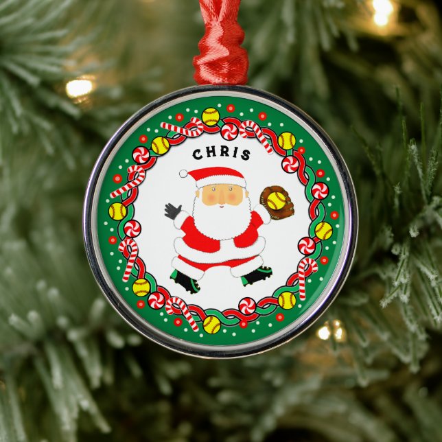 Métal Softball Vacances cadeau ornement en céramique (Arbre)