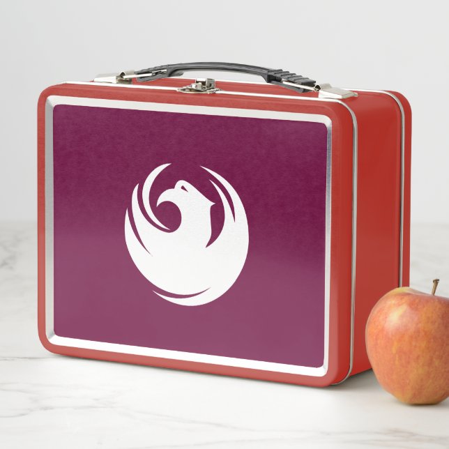 Metal Stainless Lunchbox with flag of Phoenix City (En situation)