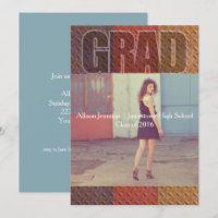 Métal Urbain Photo Graduation Party Invitation