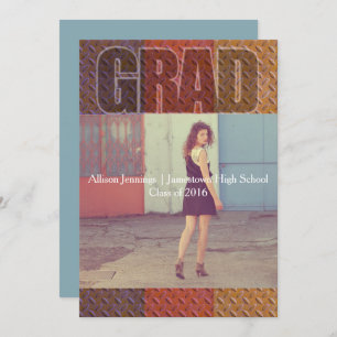 Métal Urbain Photo Graduation Party Invitation